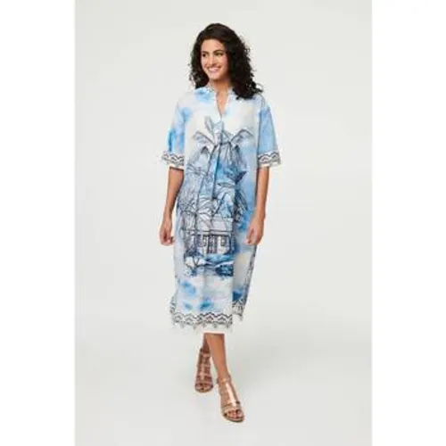Abstract 1/2 Sleeve Midi Shift Dress women's Long Dress in - Izabel London - Modalova