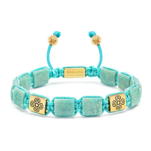 Amazonite Dorje Flatbead Bracelet - Nialaya - Modalova