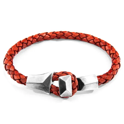 Amber Alderney Silver and Braided Leather Bracelet - ANCHOR & CREW - Modalova