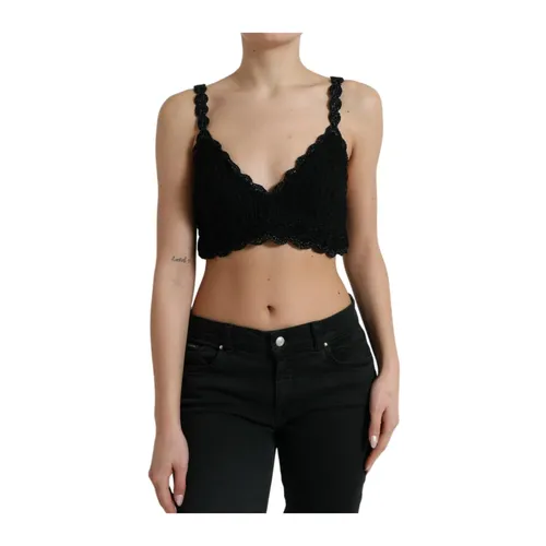 Black Crochet Knit Bustier Corset Top - Dolce & Gabbana - Modalova