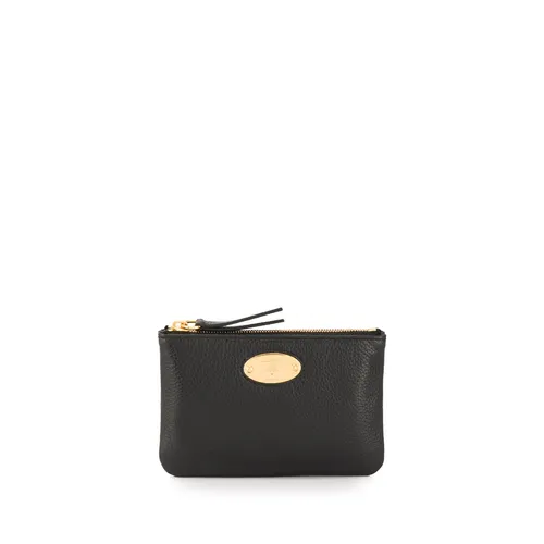 Black Leather Logo Plaque Coin Pouch - Mulberry - Modalova