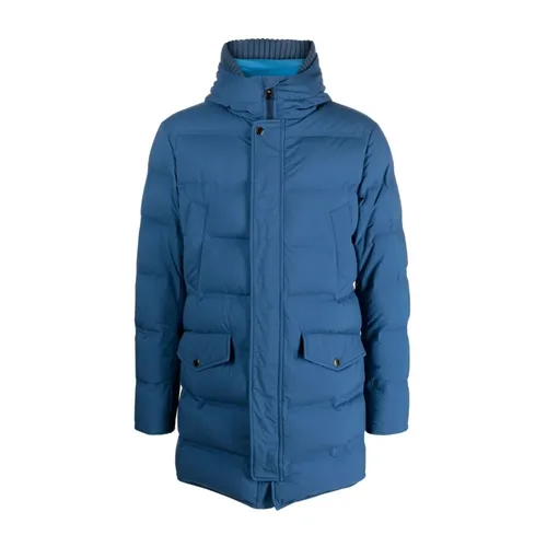 Blue Padded Hooded Coat - Kired - Modalova