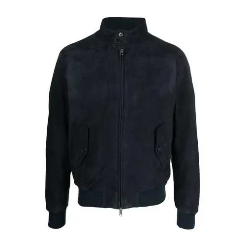 Blue Suede Panelled Coat - Baracuta - Modalova
