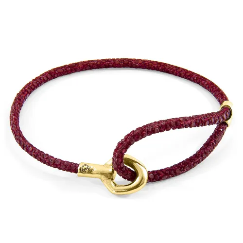 Bordeaux Blake 9ct Yellow Gold and Stingray Leather Bracelet - ANCHOR & CREW - Modalova