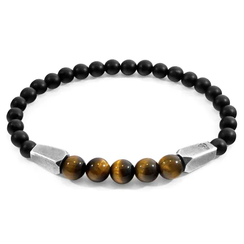 Tigers Eye Hukou Silver and Stone Bracelet - ANCHOR & CREW - Modalova