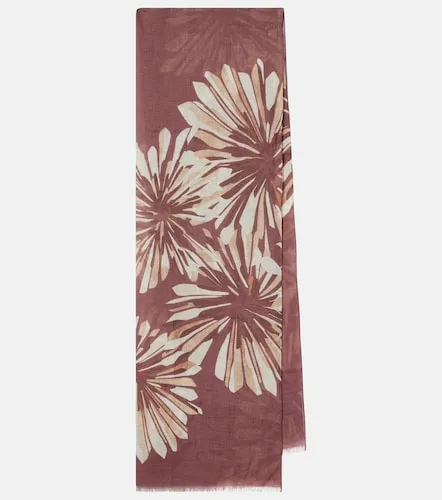 Floral linen scarf - Brunello Cucinelli - Modalova
