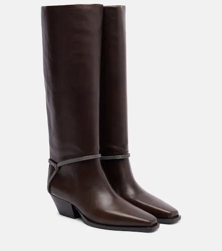 Monili leather knee-high boots - Brunello Cucinelli - Modalova