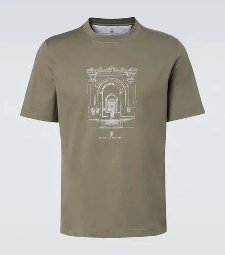 Printed cotton jersey T-shirt - Brunello Cucinelli - Modalova