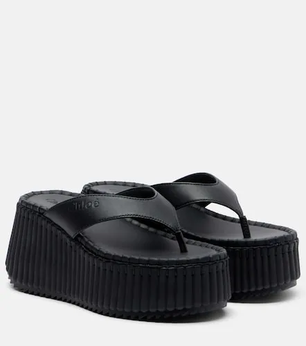 Nama leather platform thong sandals - Chloe - Modalova