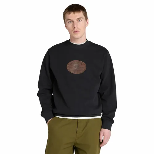 Crew Neck Sweatshirt with Leather Logo - Timberland - Modalova