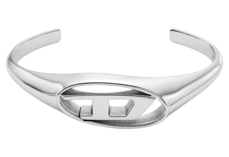 DX1597040 Men's Silver Oval D Logo Bangle Jewellery - Diesel - Modalova