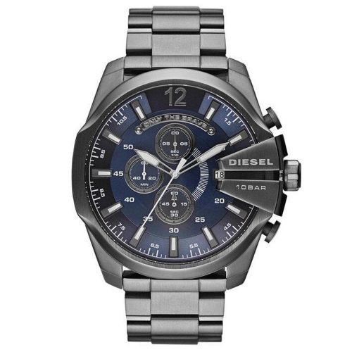 DZ4329 Mega Chief Chronograph Blue Dial Gunmetal Ion-plated Men's Watch - Size One Size - Diesel - Modalova