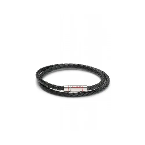 Double-Cuff Braided-Leather Bracelet - Hugo - Modalova
