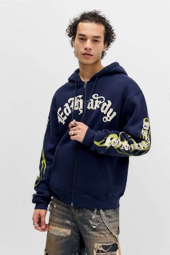 UO Exclusive Appliqué Tattoo Zip-Through Hoodie - XS at Urban Outfitters - Ed Hardy - Modalova