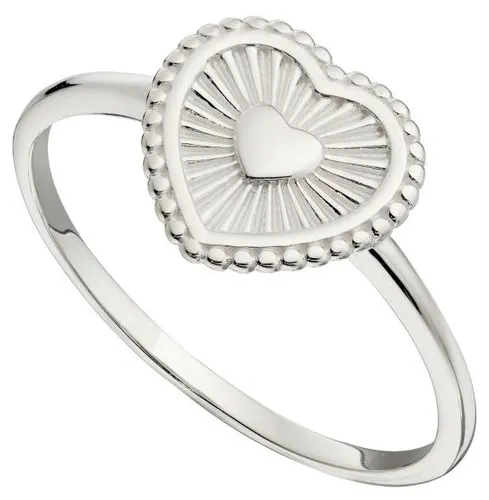 R3769 Silver Gold Plated Sun Ray Heart Ring Jewellery - Elements Silver - Modalova