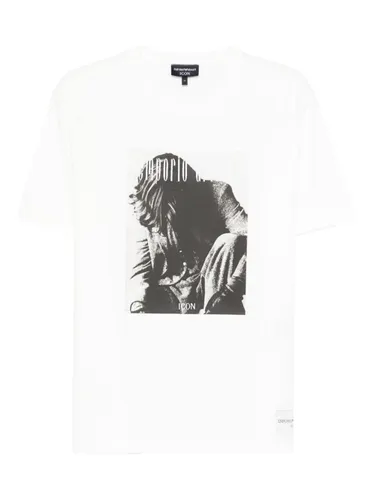 Printed Cotton T-Shirt - Emporio Armani - Modalova