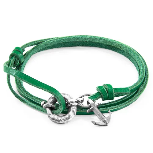 Fern Clyde Anchor Silver and Flat Leather Bracelet - ANCHOR & CREW - Modalova
