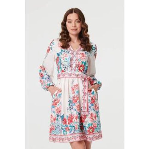 Floral Tie Waist Long Sleeve Short Dress women's Dress in - Izabel London - Modalova