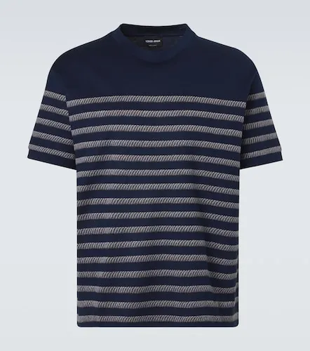 Striped cotton-blend T-shirt - Giorgio Armani - Modalova