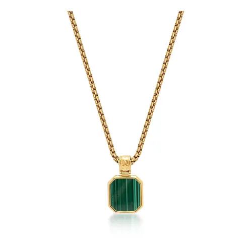 Gold Necklace with Square Malachite Pendant - Nialaya - Modalova