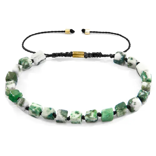 Natural Tree Agate Ralph 9ct Yellow Gold and Stone SKINNY Macrame Bracelet - ANCHOR & CREW - Modalova