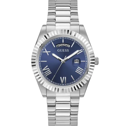 GW0265G7 Men's Stainless Steel 42 mm Blue Dial Watch - Size One Size - Guess - Modalova