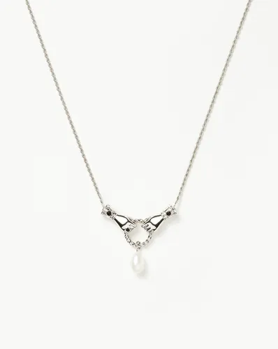 Harris Reed In Good Hands Drop Pendant Necklace | Silver Plated/Pearl & Black Onyx - Missoma - Modalova