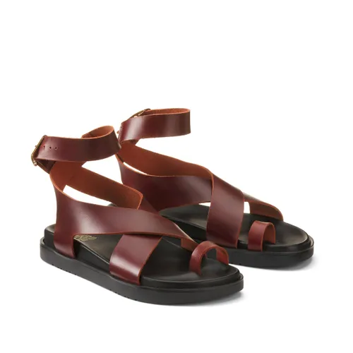 In-Toe Leather Wedge Sandals with Buckles - LA REDOUTE COLLECTIONS - Modalova