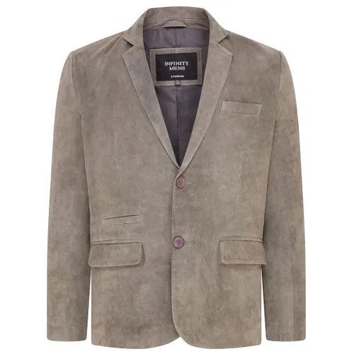 Mens Suede Blazer Jacket Soft Real Italian Leather Fitted Vintage Coat - Infinity Leather - Modalova