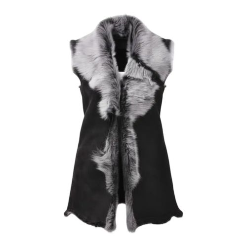 Women's Silver Toscana Sheepskin Long Gilet-Sorocaba - Infinity Leather - Modalova