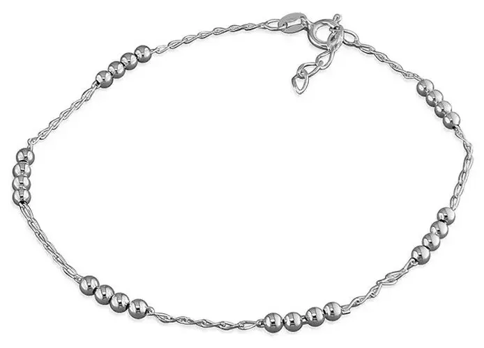 H1805/25 Silver 25cm diamond-cut Bead Anklet Jewellery - James Moore CME - Modalova