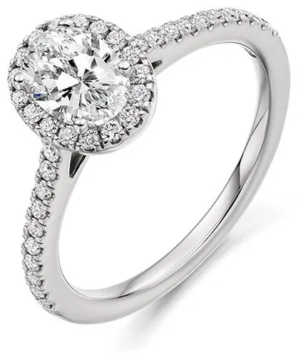 ENG4015 950 Oval Diamond Halo Shoulders Jewellery - James Moore - Modalova