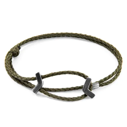 Khaki William Silver and Rope SKINNY Bracelet - ANCHOR & CREW - Modalova