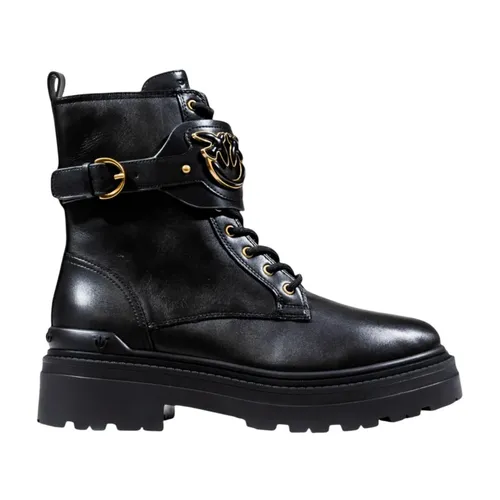 Lace-Up Leather Ankle Boots - Pinko - Modalova