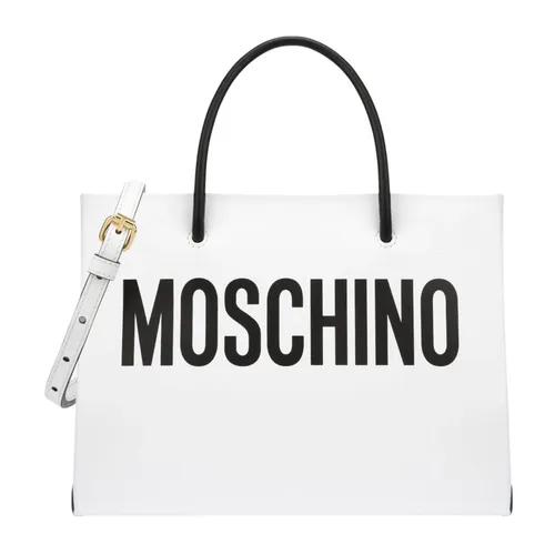 Logo-print Leather Tote - Moschino - Modalova