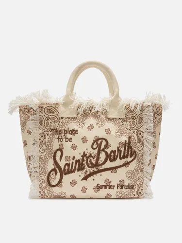 Beige Canvas Vanity Regular Bag With Bandana Print - Unisex - Mc2 Saint Barth - Modalova