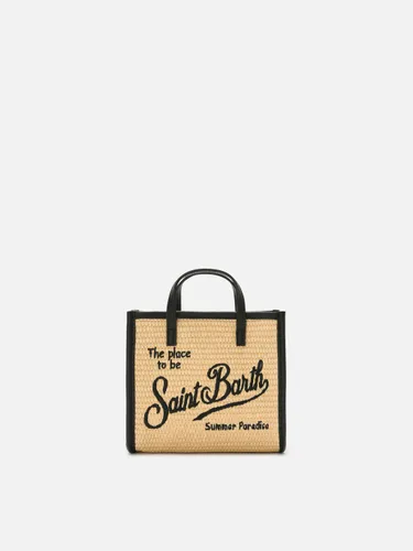 Vivian Mini Straw Effect Bag With Black Embroidered Logo - Unisex - Mc2 Saint Barth - Modalova