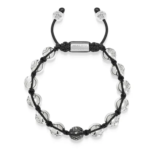 Men's Black Diamond Beaded Bracelet with Sterling Silver Beads - Nialaya - Modalova