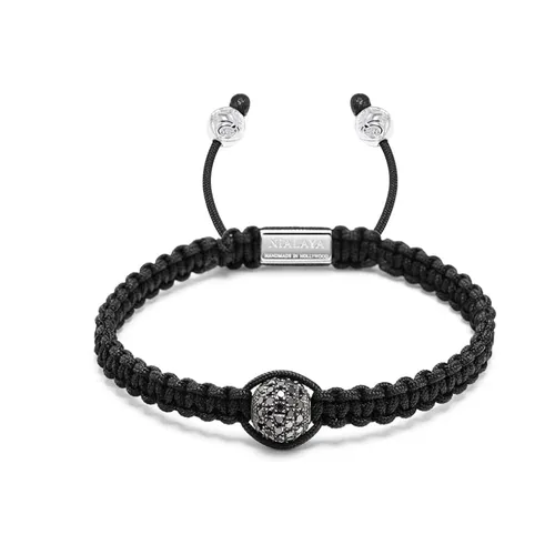 Men's Black String Bracelet with Black Diamond Bead - Nialaya - Modalova