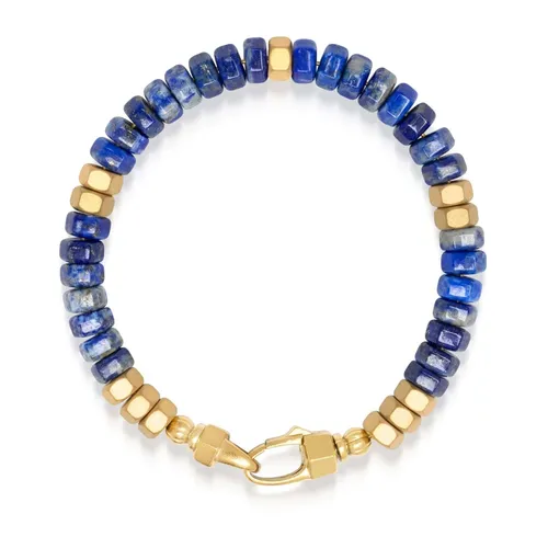 Men's Hexagon Beaded Bracelet with Blue Lapis and Gold - Nialaya - Modalova