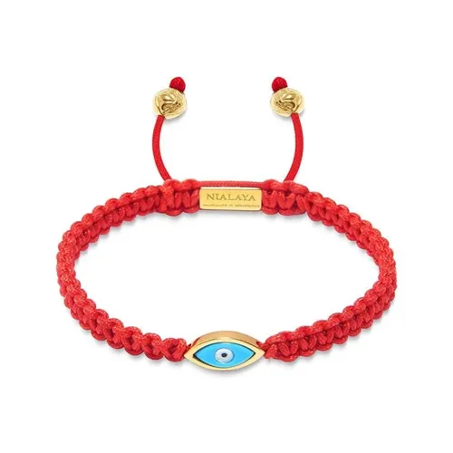 Men's Red String Bracelet with Gold Evil Eye - Nialaya - Modalova