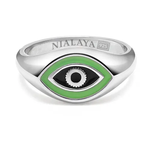 Men's Sterling Silver Evil Eye Signet Ring - Nialaya - Modalova