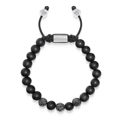 Men's Trio Black Diamond Beaded Bracelet with Matte Onyx - Nialaya - Modalova