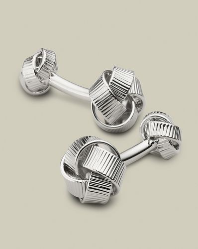 Men's Textured Knot Reversible Cufflinks - Silver by - Charles Tyrwhitt - Modalova