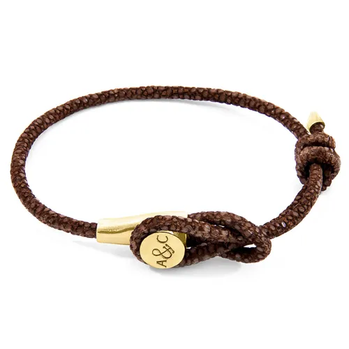 Mocha Dundee 9ct Yellow Gold and Stingray Leather Bracelet - ANCHOR & CREW - Modalova