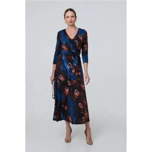 Peacock Print 3/4 Sleeve Wrap Maxi Dress women's Long Dress in - Izabel London - Modalova