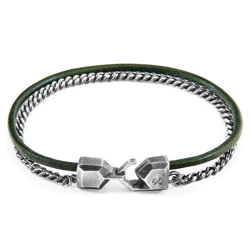 Racing Crossjack Mast Silver and Round Leather Bracelet - ANCHOR & CREW - Modalova