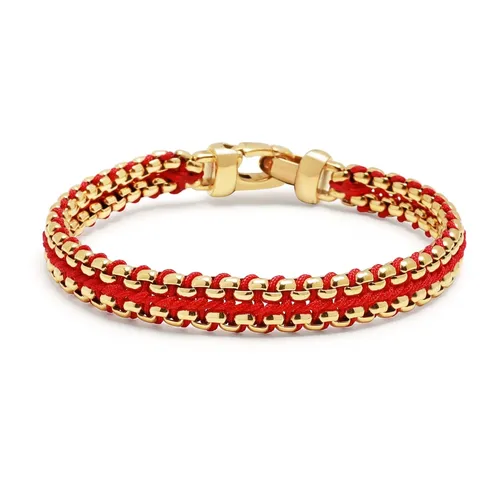 Red Woven Box Chain Bracelet in Gold - Nialaya - Modalova