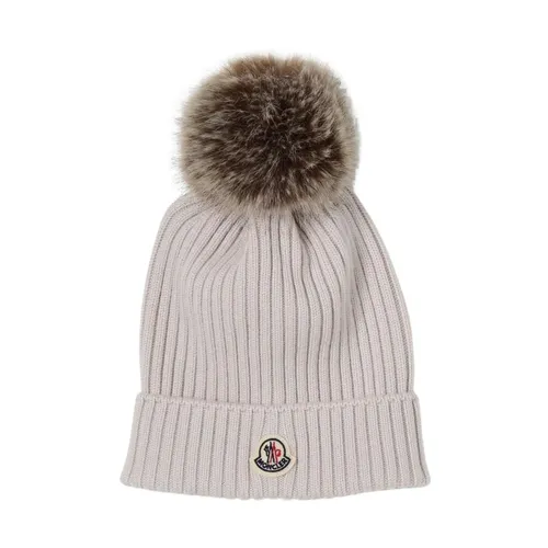 Ribbed Knit Beanie with Pom Pom - Moncler - Modalova