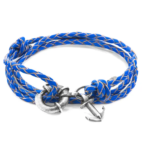 Royal Clyde Anchor Silver and Braided Leather Bracelet - ANCHOR & CREW - Modalova